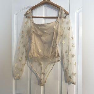 Gold Le Lis Bodysuit - Stars